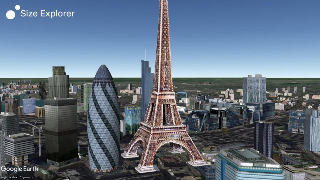 Swissre Tower vs. Eiffeltower - Size Explorer - Compare the world